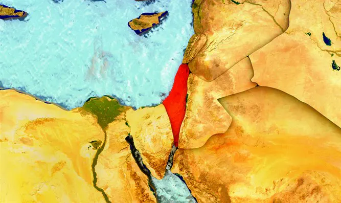 Israel on illustrated globe